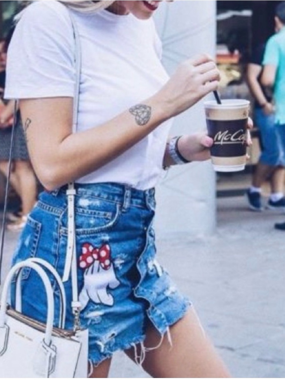 Zara Denim Jean minie mouse patches skirt
